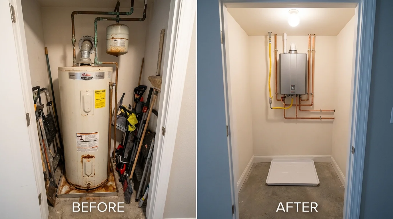 Tank water heater versus wall-mounted tankless unit comparison for Veradale, WA homeowners
